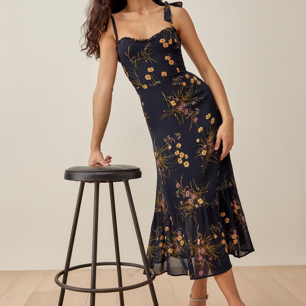 Reformation Nikita Dress navy blue- size 2 [ONLY WORN TWICE